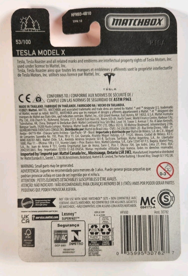 Matchbox – Tesla Model X in Metallic Blue Diecast 1:64