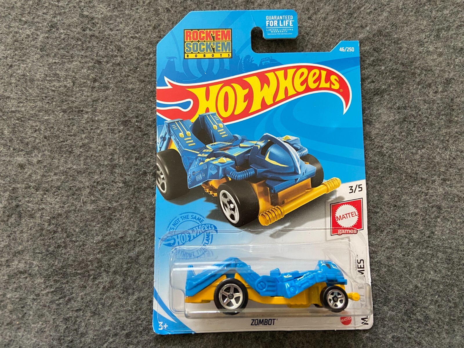 Blue and Yellow Zombot Mattel Games Hot Wheels – Card Creased