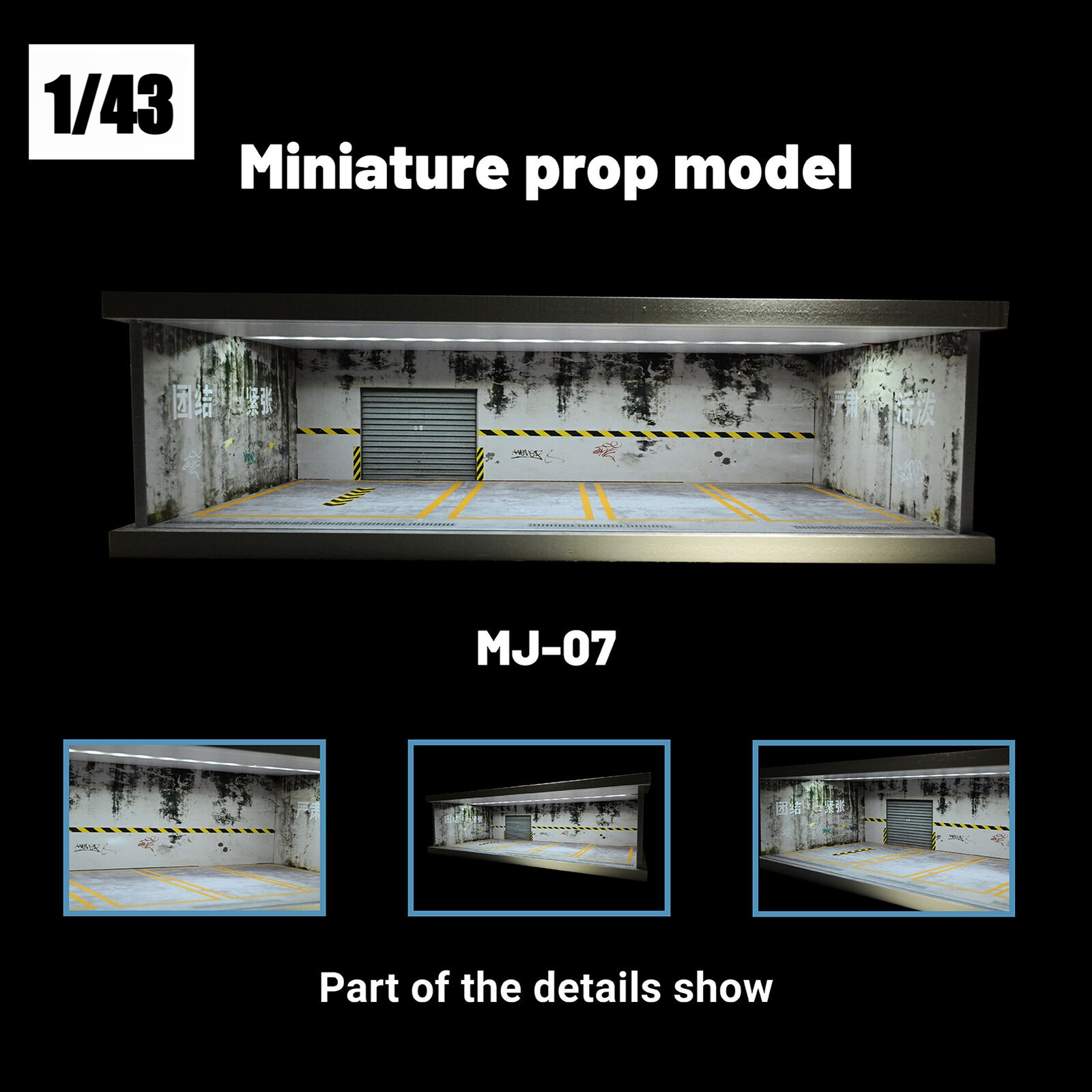 Diorama 1:43 Car Garage Model LED Lighting City Parking Lot Backdrop Scene Model