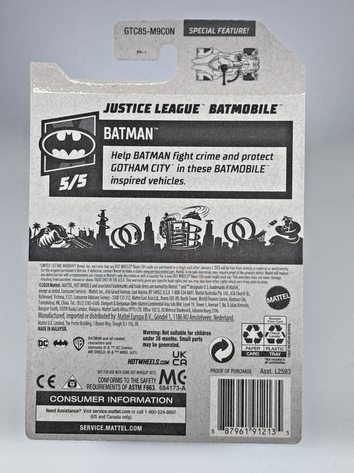 Hot Wheels Justice League Batmobile Batman 5/5 DC Justice League Treasure Hunt