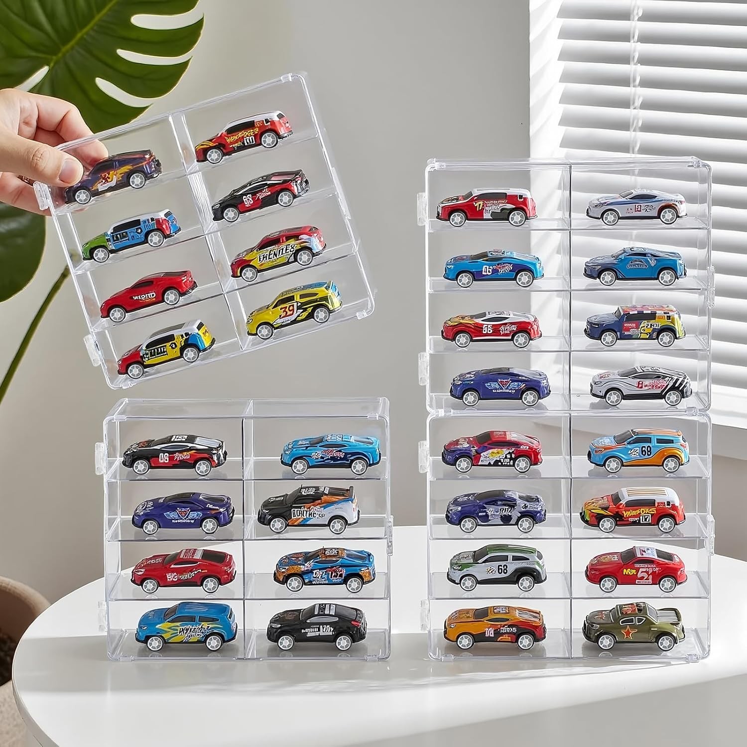 US Clear Acrylic Display Case Storage Box Stackable For 1/64 Scale Diecast Cars