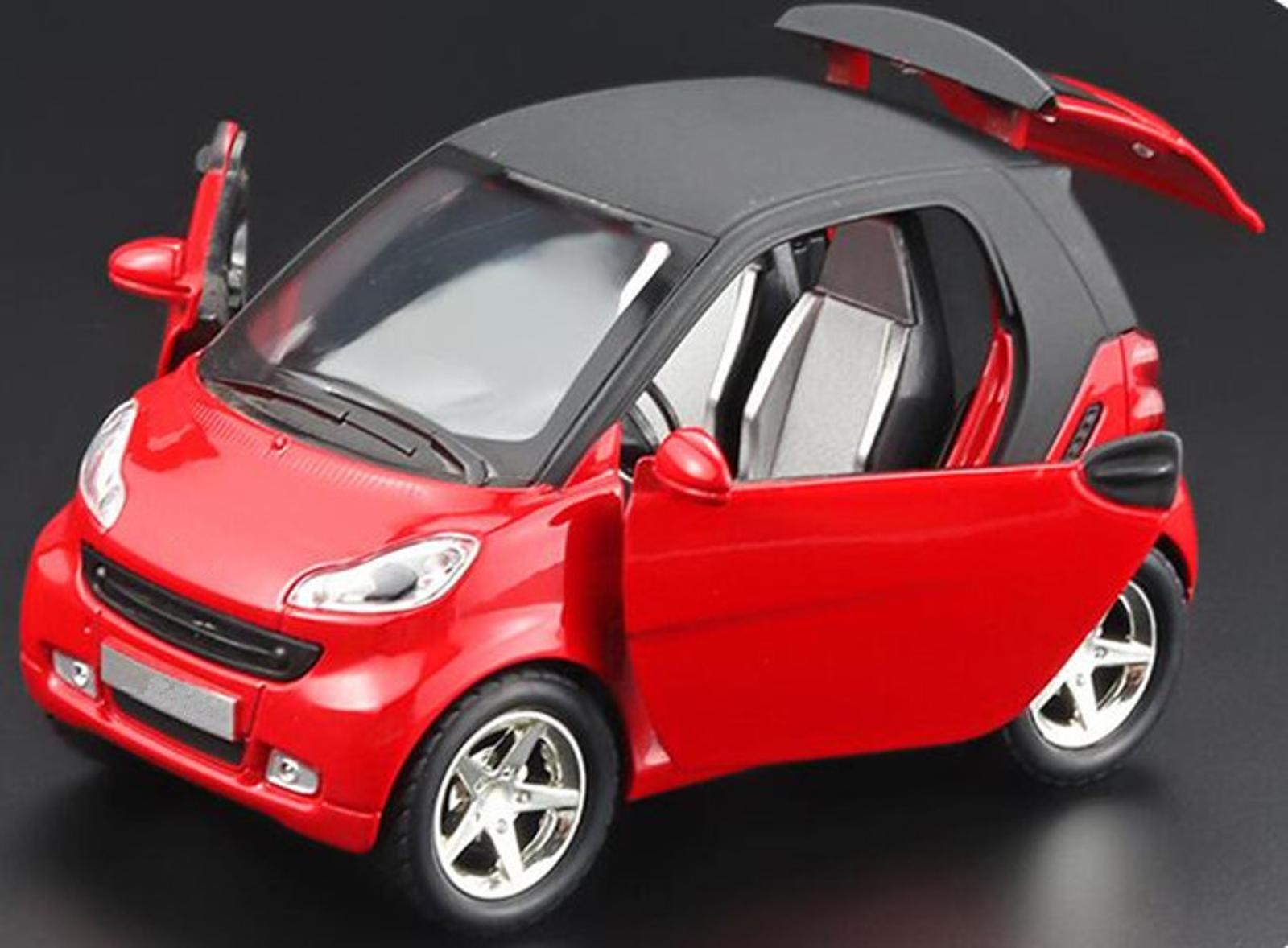 Red 1:32 Model Car Metal Diecast Toy Vehicle Kids Sound Light For Smart ForTwo S