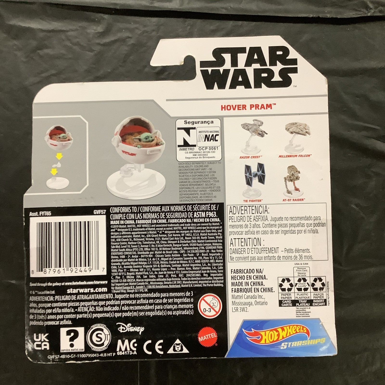 Hot Wheels Star Wars Starships Mandalorian Baby Yoda the Child Hover Pram (P)