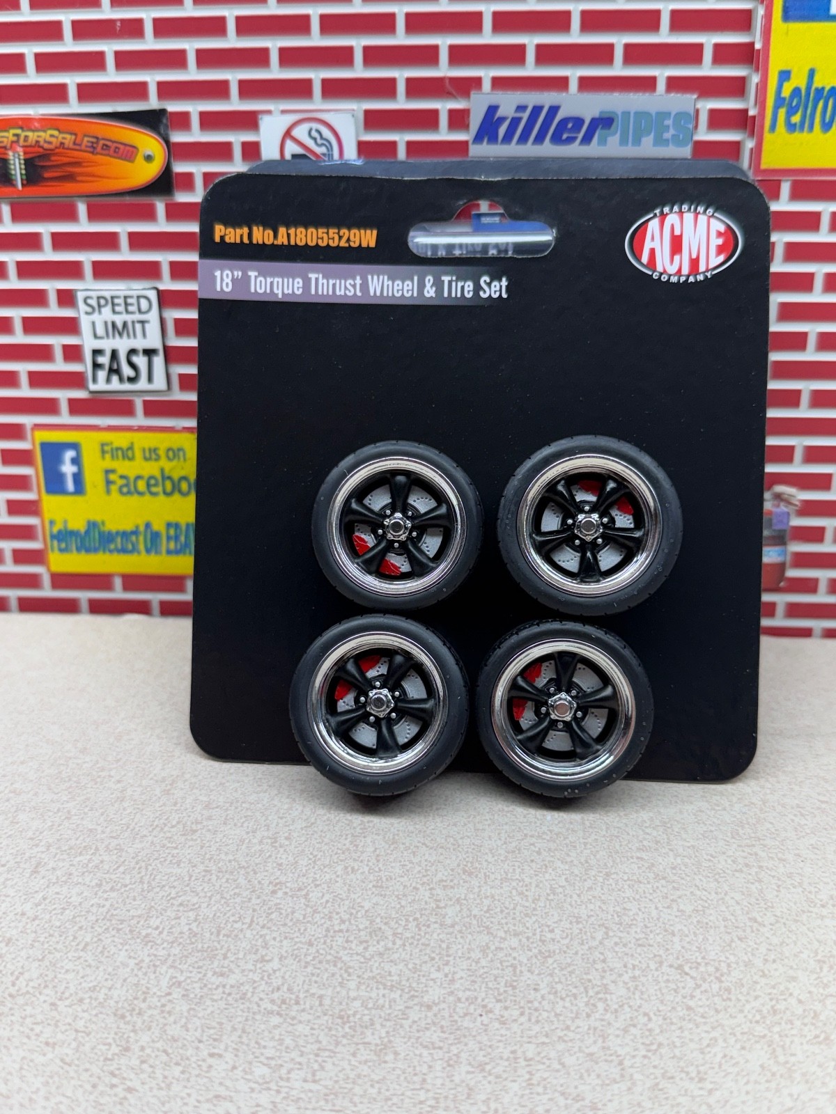 1/18 ACME Torque Thrust Wheel & Tire Set From Red Eye Chevelle A1805529W NEW