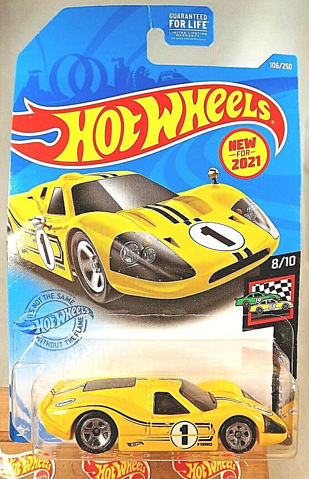 2021 Hot Wheels #106 HW Race Day 8/10 ’67 FORD GT40 MK.IV Yellow w/Chrome 5 Sp