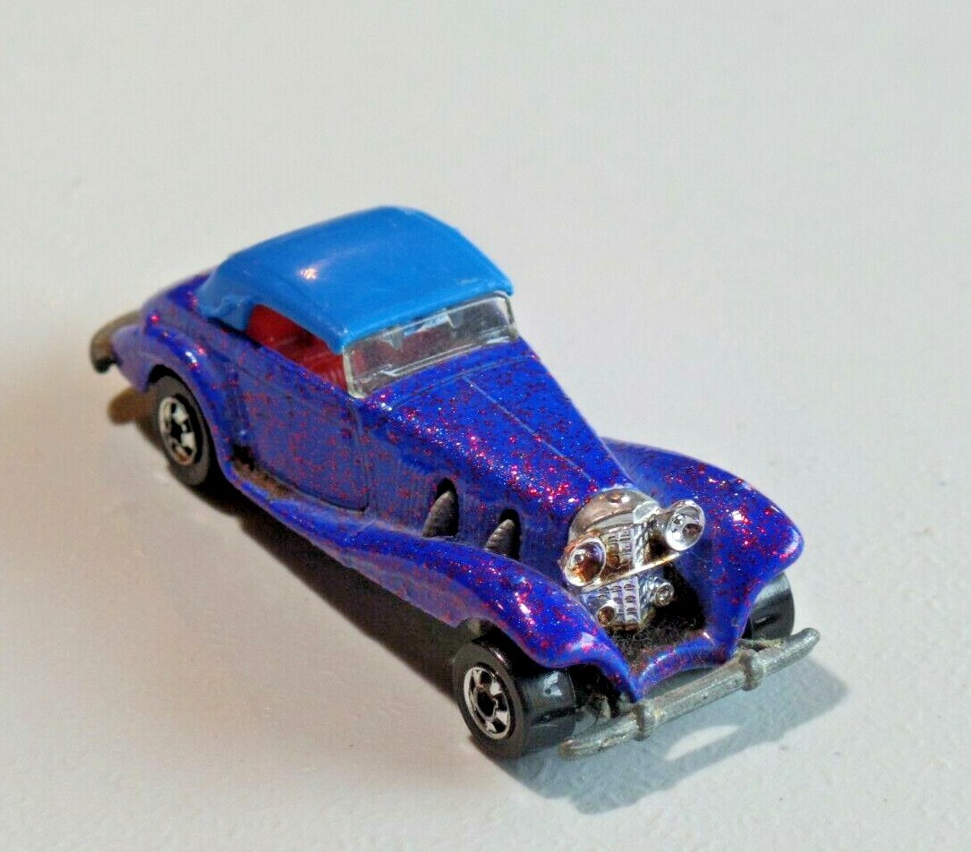 Hot Wheels 1992 Mainline Mercedes 540K Blue w/ Pink Glitter BW Malaysia 7552