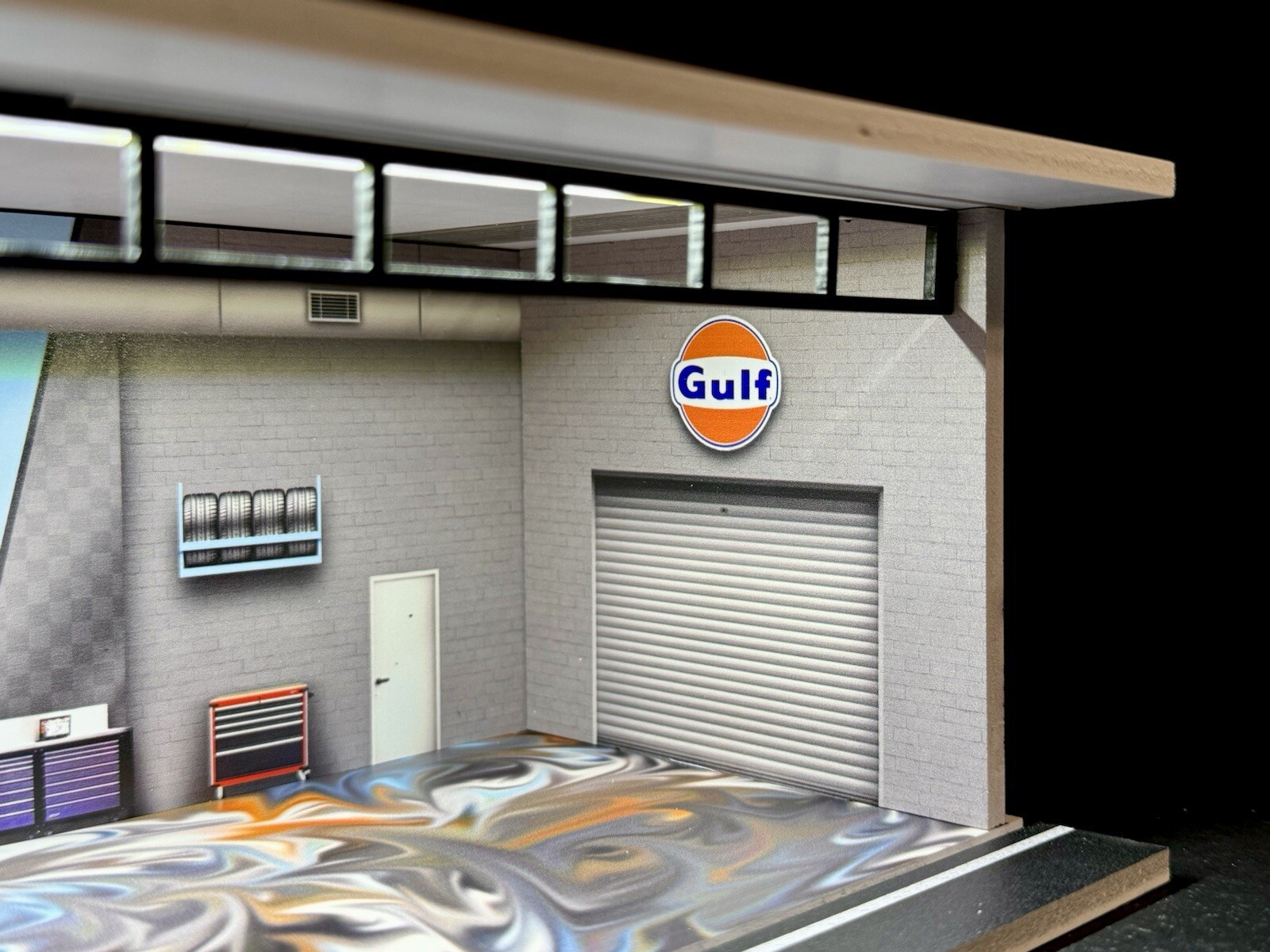 Gulf V3 Theme FOR Hot Wheels 1:64 Model Diorama Garage LED Lighting!