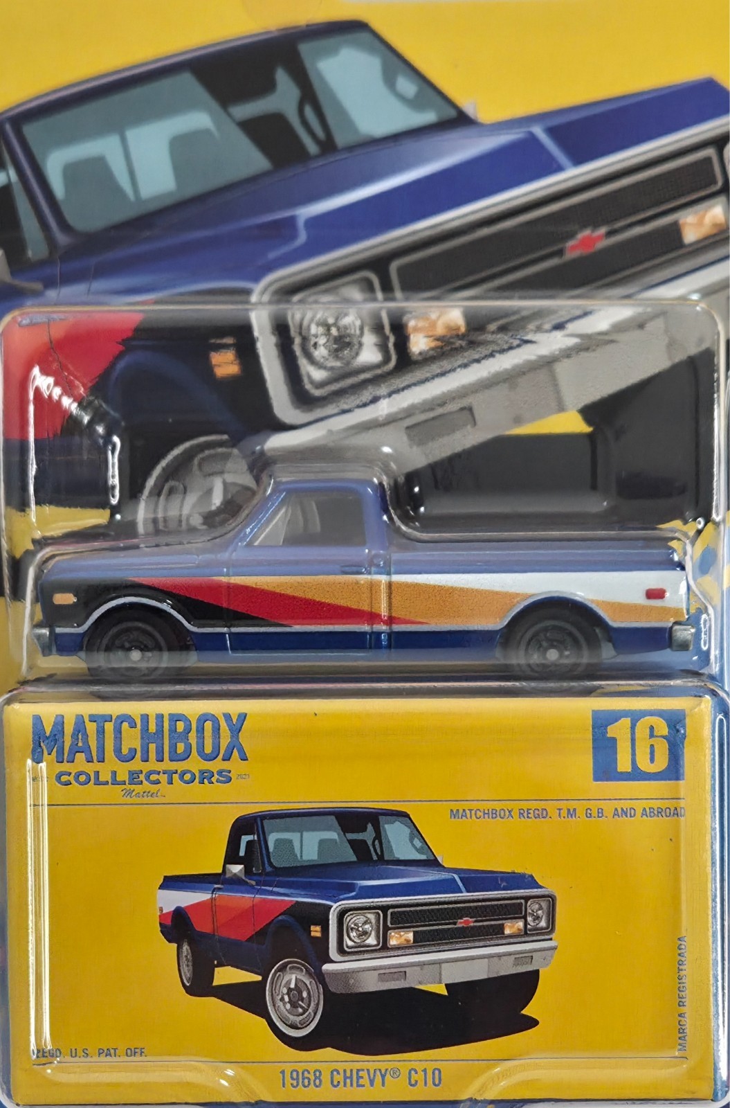 1968 Chevy C10 16/20 COLLECTORS SERIES Matchbox 2026 JJW06 blue pickup truck