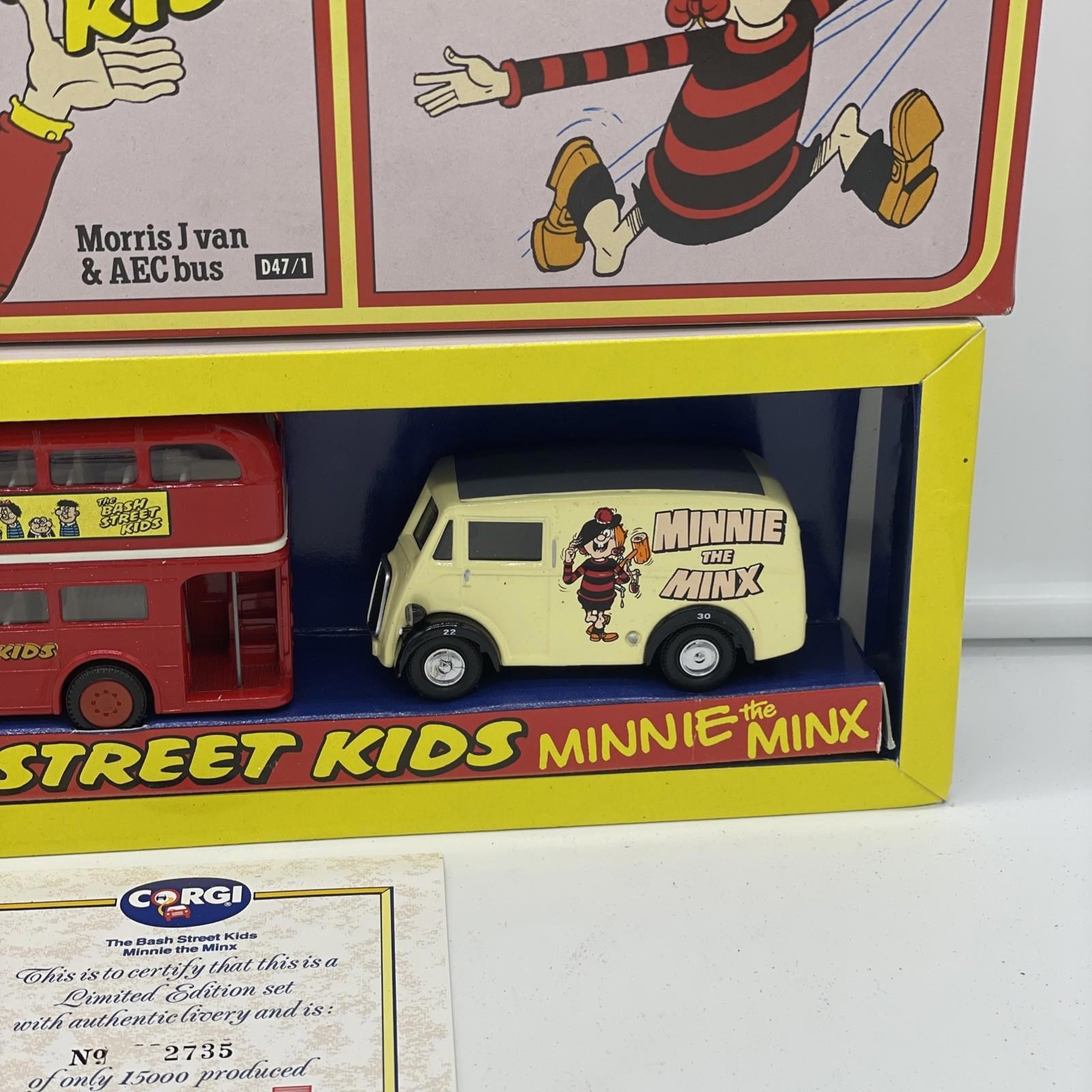 Corgi “The Bash Street Kids” Double Decker AEC Bus & Morris J Van, NIB, 1990, #