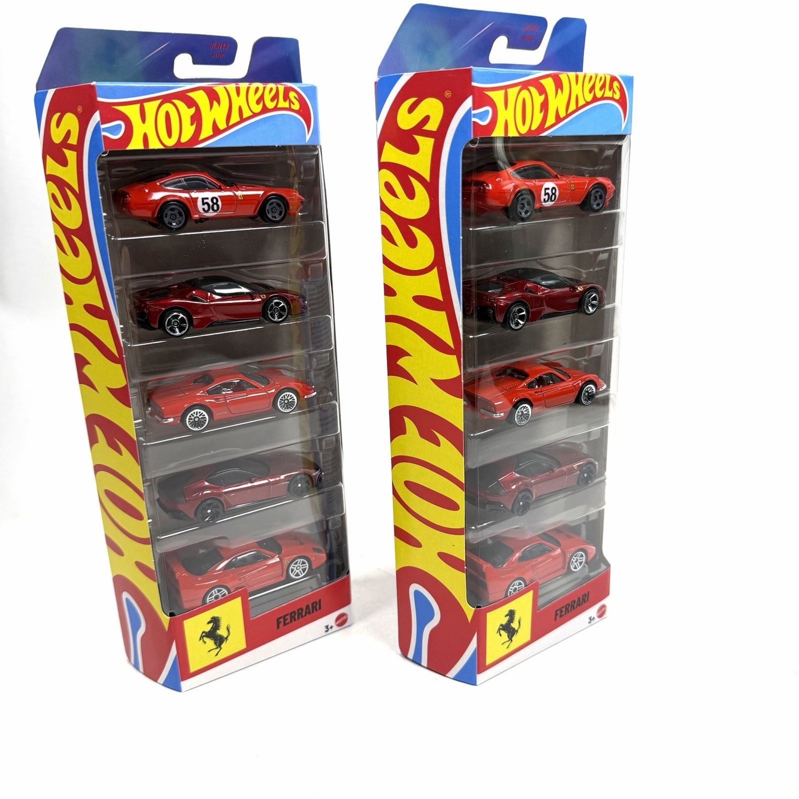 2026 2 Hot Wheels Ferrari 5-Pk New F40 SF90 12Cilindri 365 GTB4 Dino 206GT JLN12