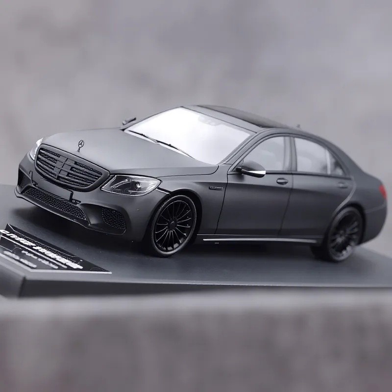 King 1:64 Matte Black AMG S65 W222 Luxury Sports Model Diecast Metal Car