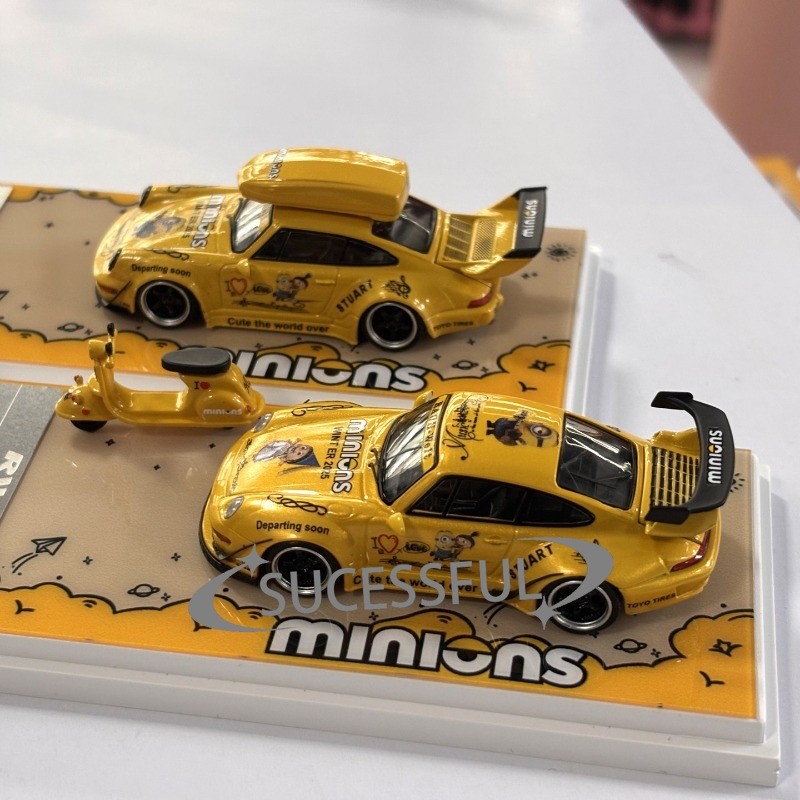 2 Pack RWB Widebody 964 & 993 Minion Design 1/64 Diecast Car Collection