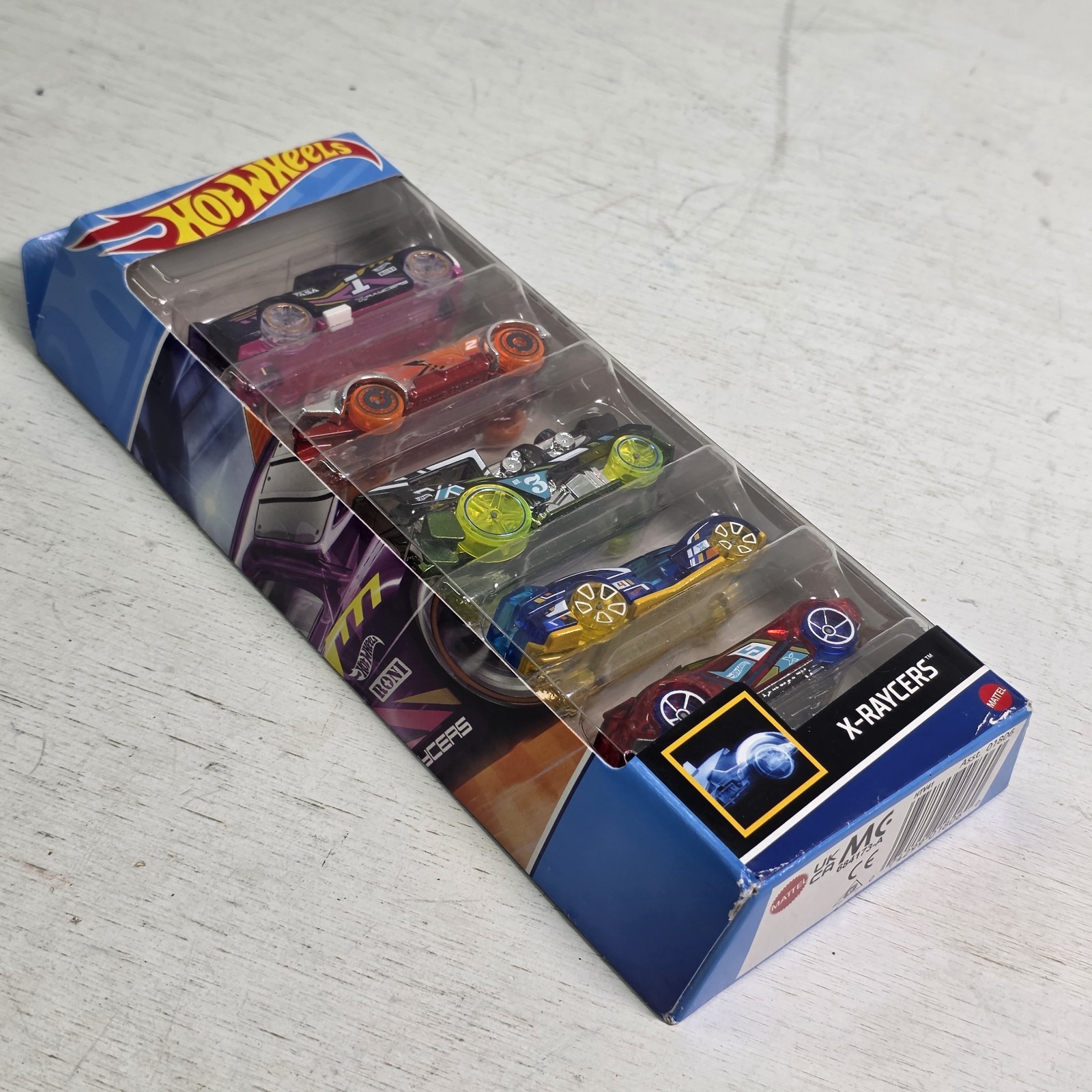 Hot Wheels 5-Pack X-Raycers Neon Wheel Race Cars Clear Vehicle Car New Sealed