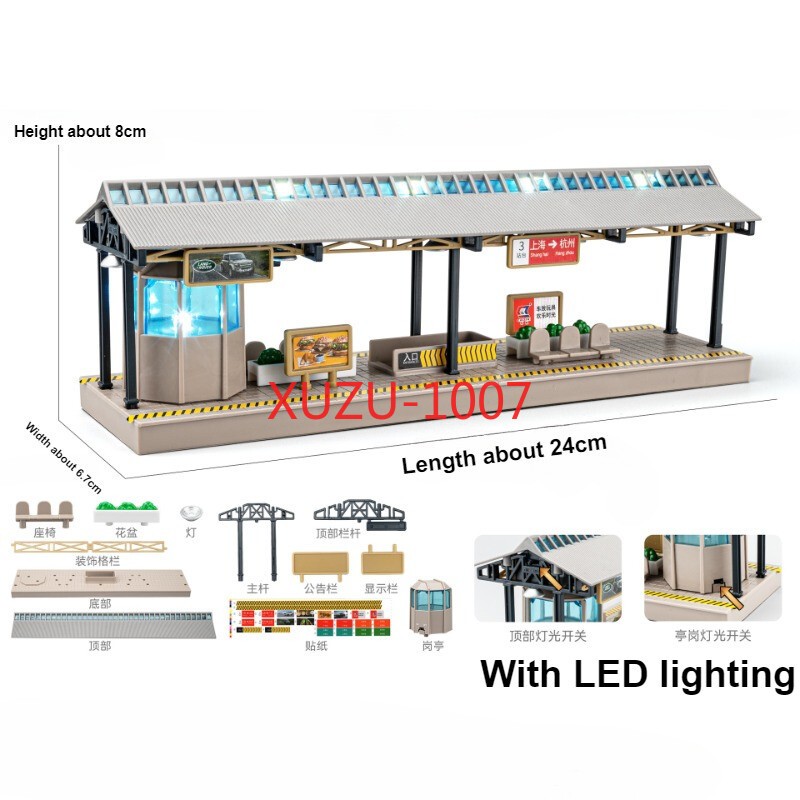 1:64 Railway Platform Train Station LED Scene Display Diorama Building Model Toy