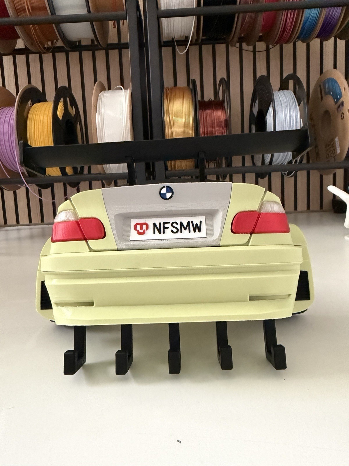 BMW M3 GTR 2001 Need for Speed Custom Model Car Yellow Silver Keychain Holder