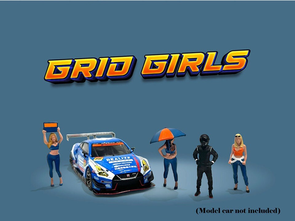 “GRID GIRLS” 5 PC DIECAST FIGURE SET FOR 1/64 SCALE BY AMERICAN DIORAMA 2406