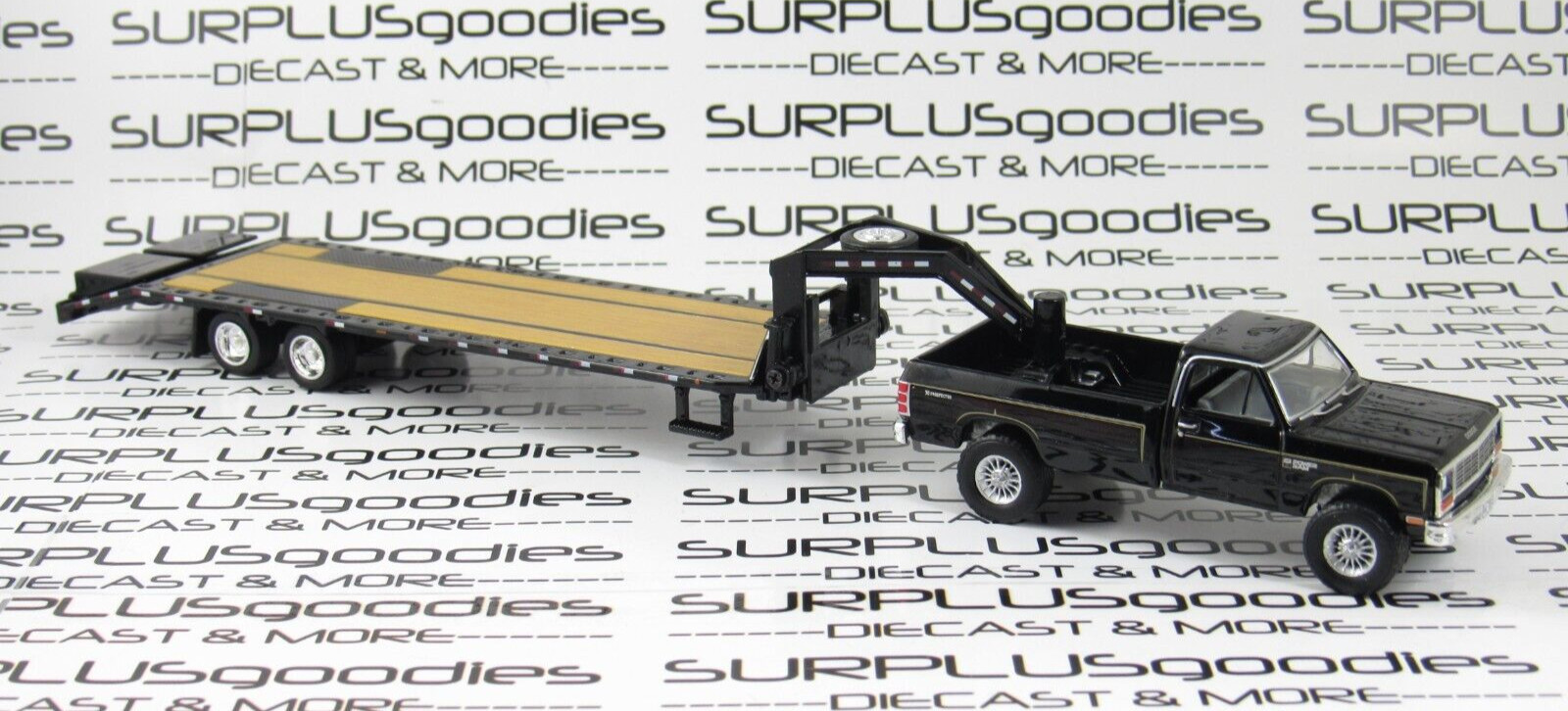 Greenlight Black 1981 DODGE RAM Power PROSPECTOR Pickup w/Gooseneck Trailer