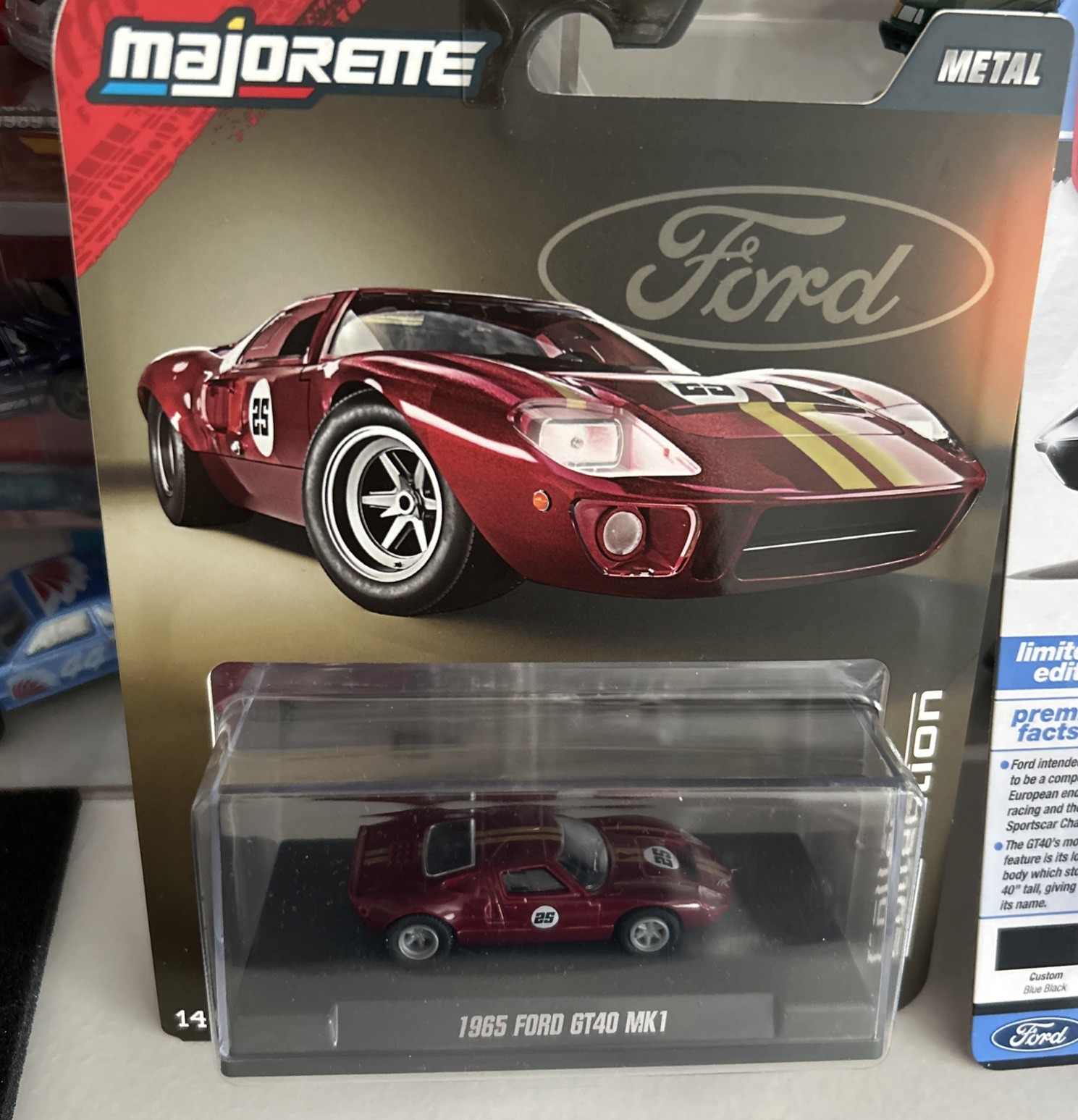 MAJORETTE 1/64 1965 FORD GT40 MK1 + AUTO WORLD 65 GT40 2 CARS