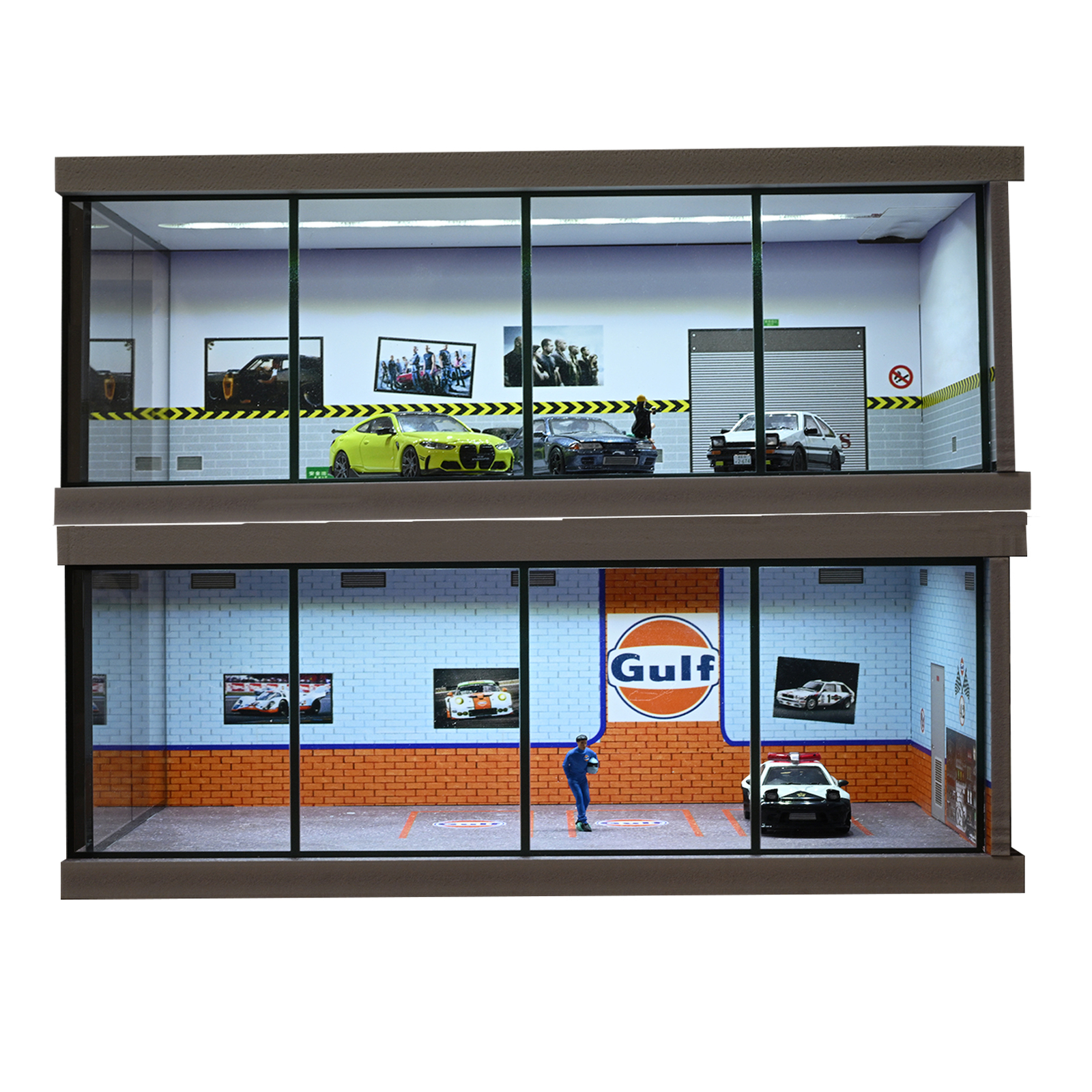 Diorama 1/64 Car Garage Model City LED Lighting Car Showroom Display Model Gifts