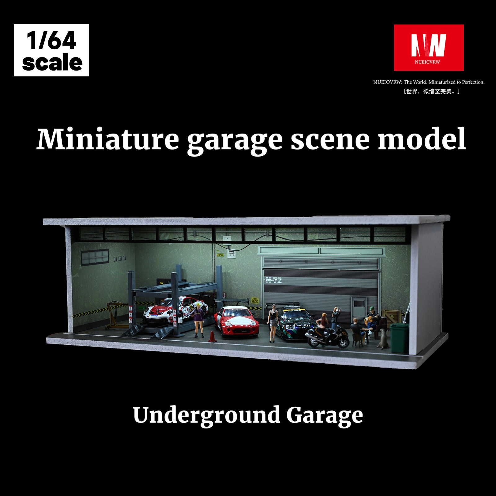Diorama Diecast 1/64 Scale Garage Model City LED Street Buildings View Display