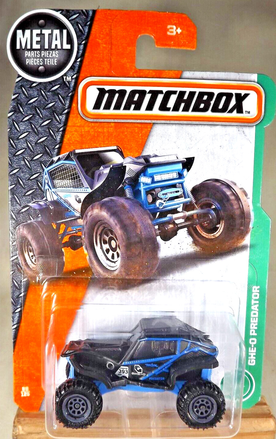 2016 Matchbox 88/125 Explorers GHE-O Predator Black-Blue w/Gray Ringed 8 Spokes