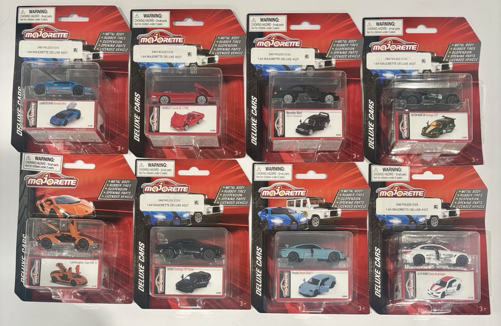 Majorette Deluxe Cars Lot Of (8)-Brand New With MINT/NM Cards & Packaging