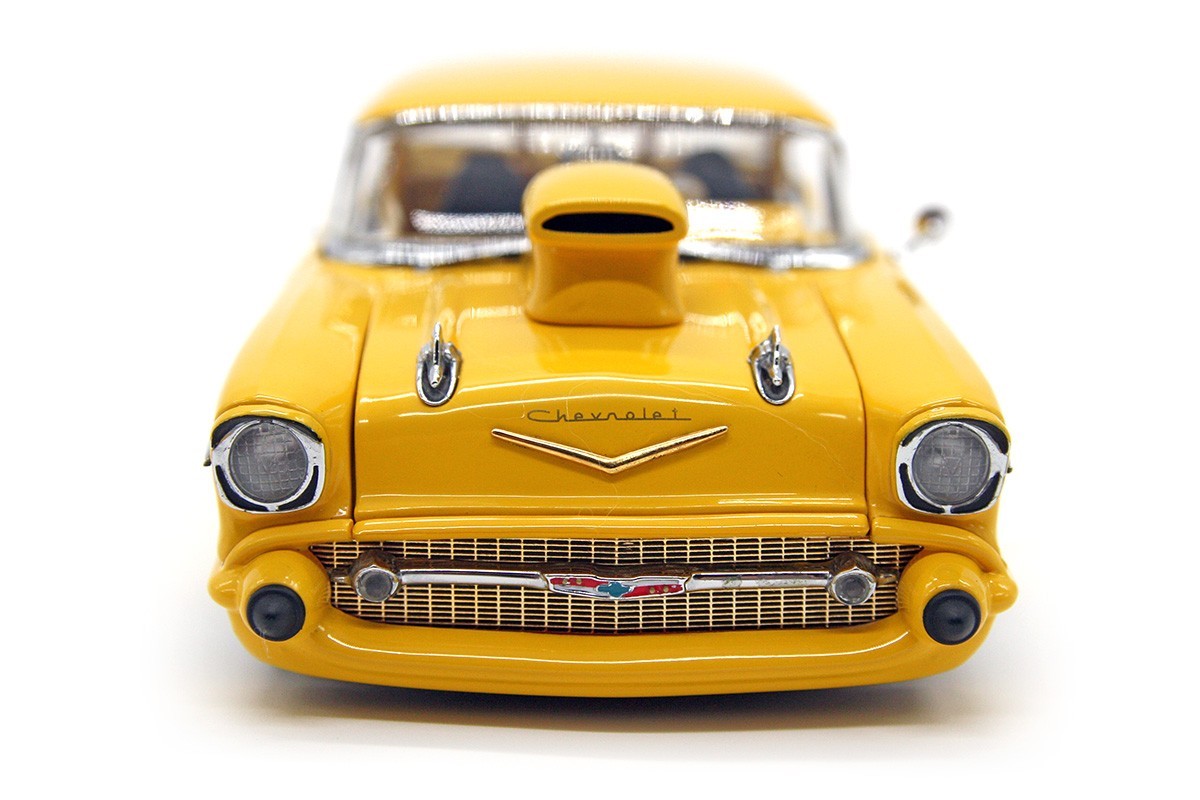1957 Chevrolet Bel Air Pro Street Hardtop (1:24) Yellow Diecast (LOOSE), by DM