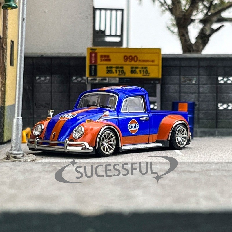 1:64 Volkswagen Beetle Pickup Gulf Livery Alloy Diecast Car Model In Stock