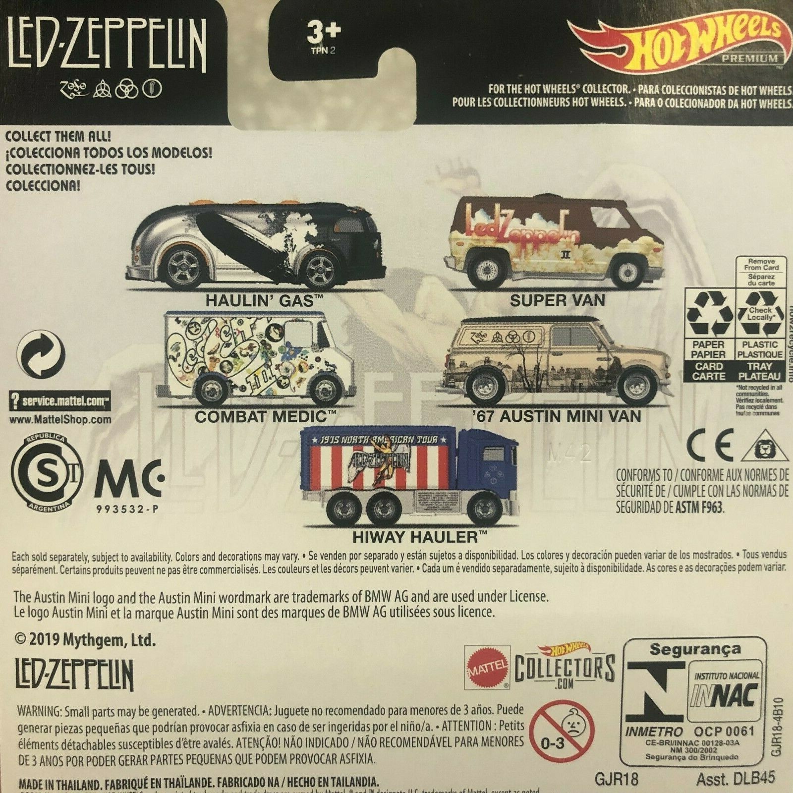 5 Car Set Led Zeppelin * 2019 Hot Wheels SET Pop Culture E Case * YA1