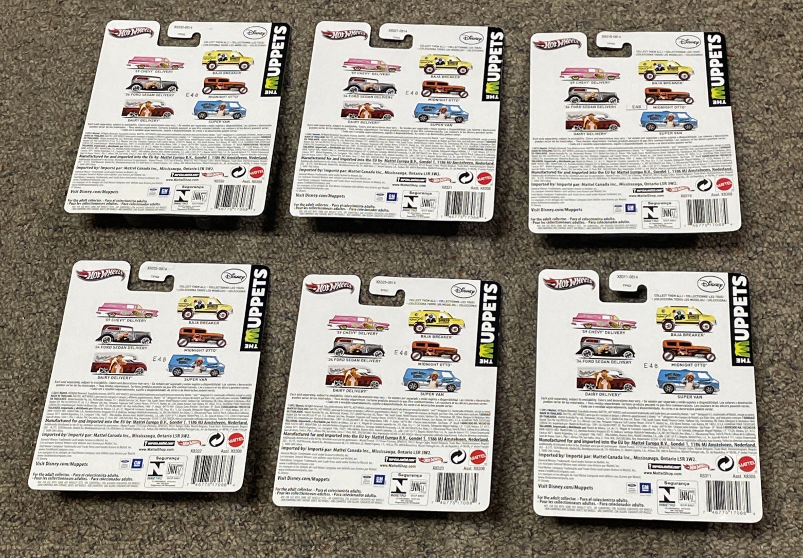 2012 Hot Wheels Pop Culture The Muppets Real Riders Complete Set of 6