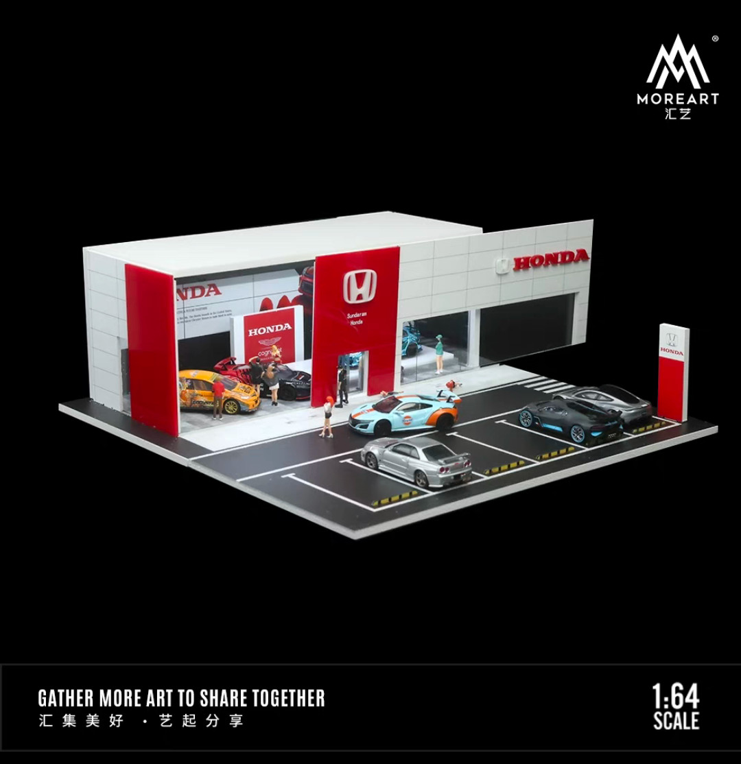 1/64 Diorama Garage Model LED Light Gas Station Parking Lot Scene Display Model