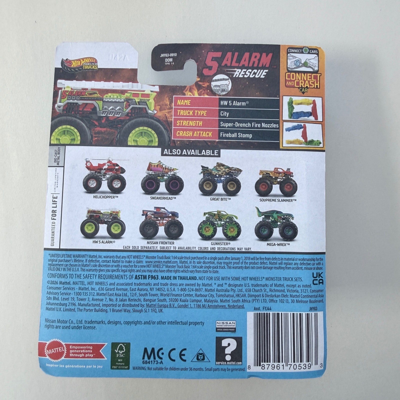 Hot Wheels Monster Trucks HW 5 Alarm Fire Rescue Green 1:64 Die-Cast FYJ44 2024