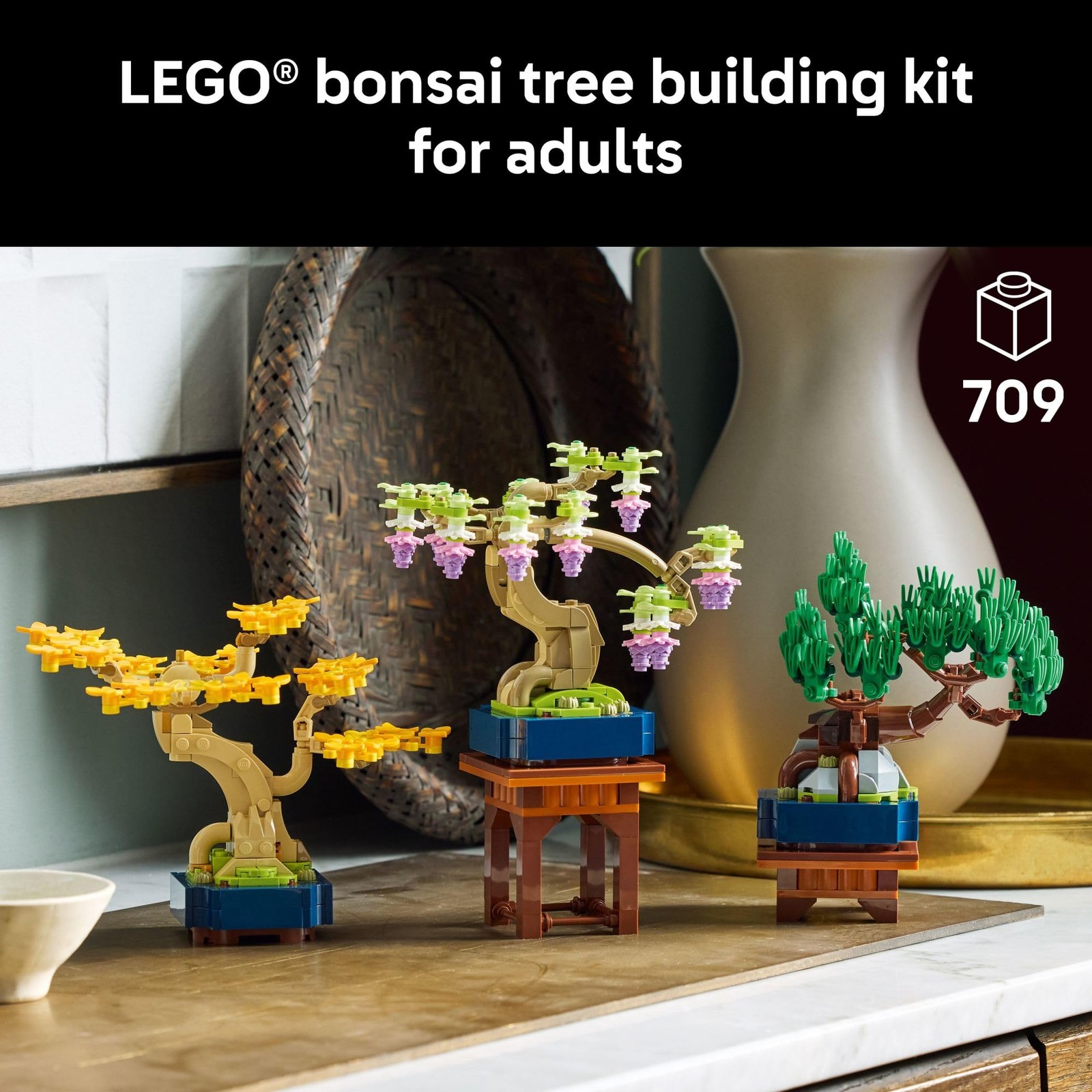 LEGO Botanicals Mini Bonsai Trees Building Set – Artificial Bonsai Tree Building