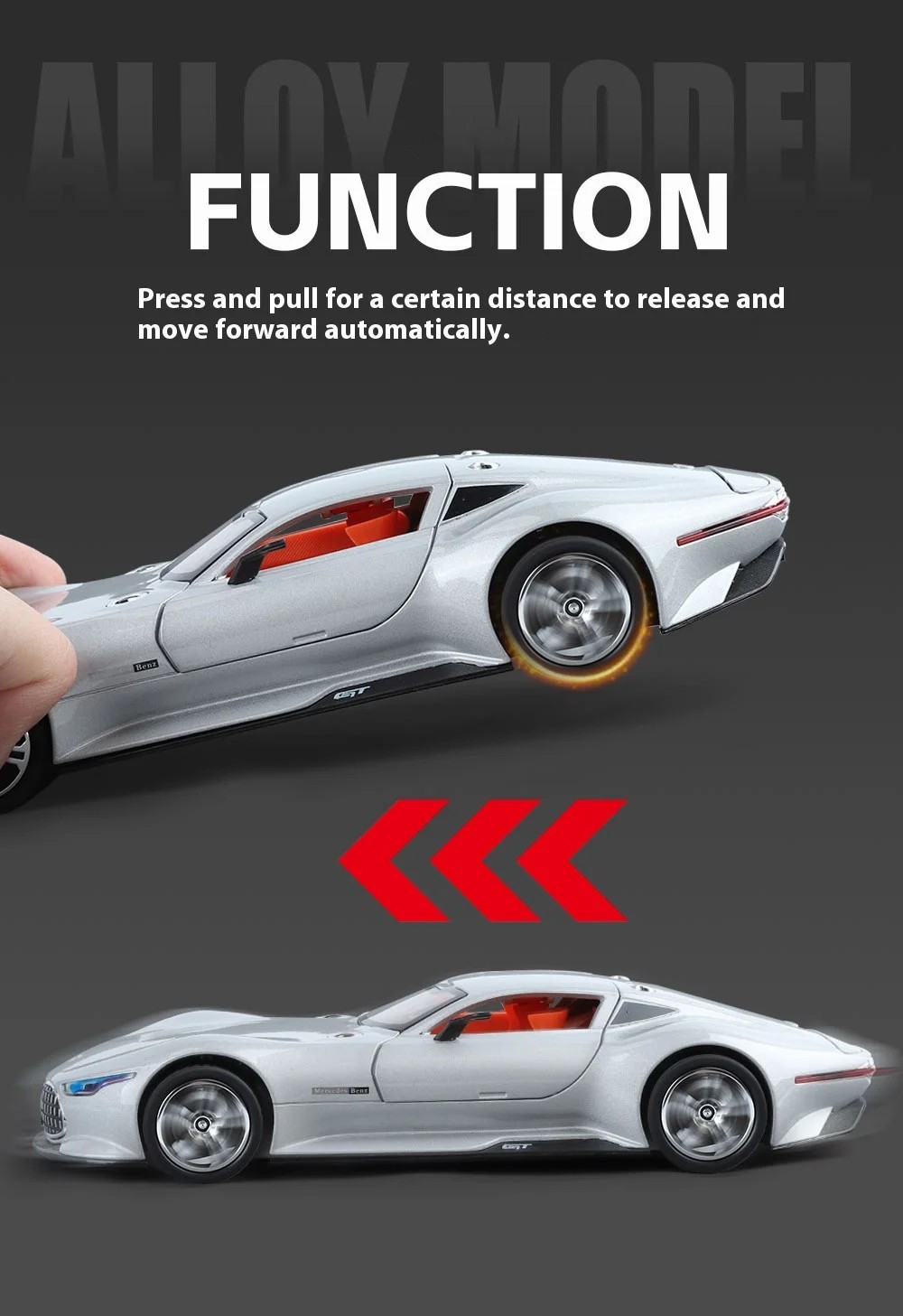 1: 24 Mercedes-Benz AMG alloy model car with sound and light sports car model