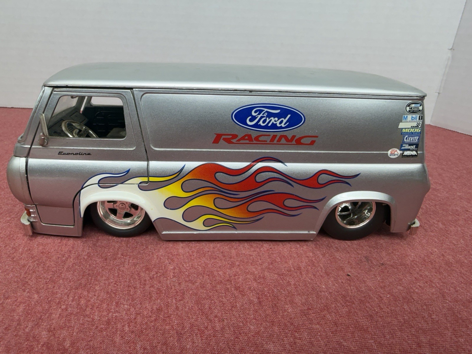 RARE jada Dub City Oldschool 1965 Ford Econoline Van ‘Ford Racing’ Flames 1:24
