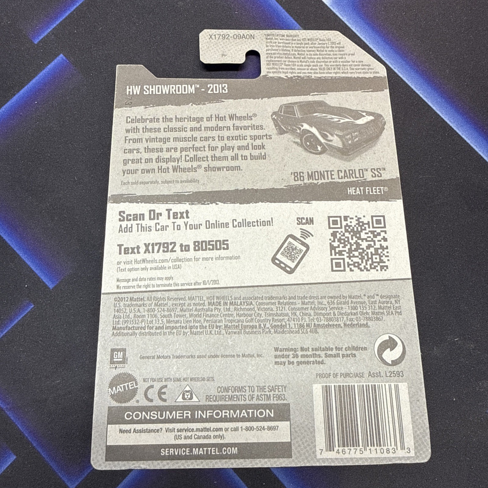 2013 Hot Wheels #216 HW Showroom-Heat Fleet ’86 MONTE CARLO SS🔥Factory Sealed
