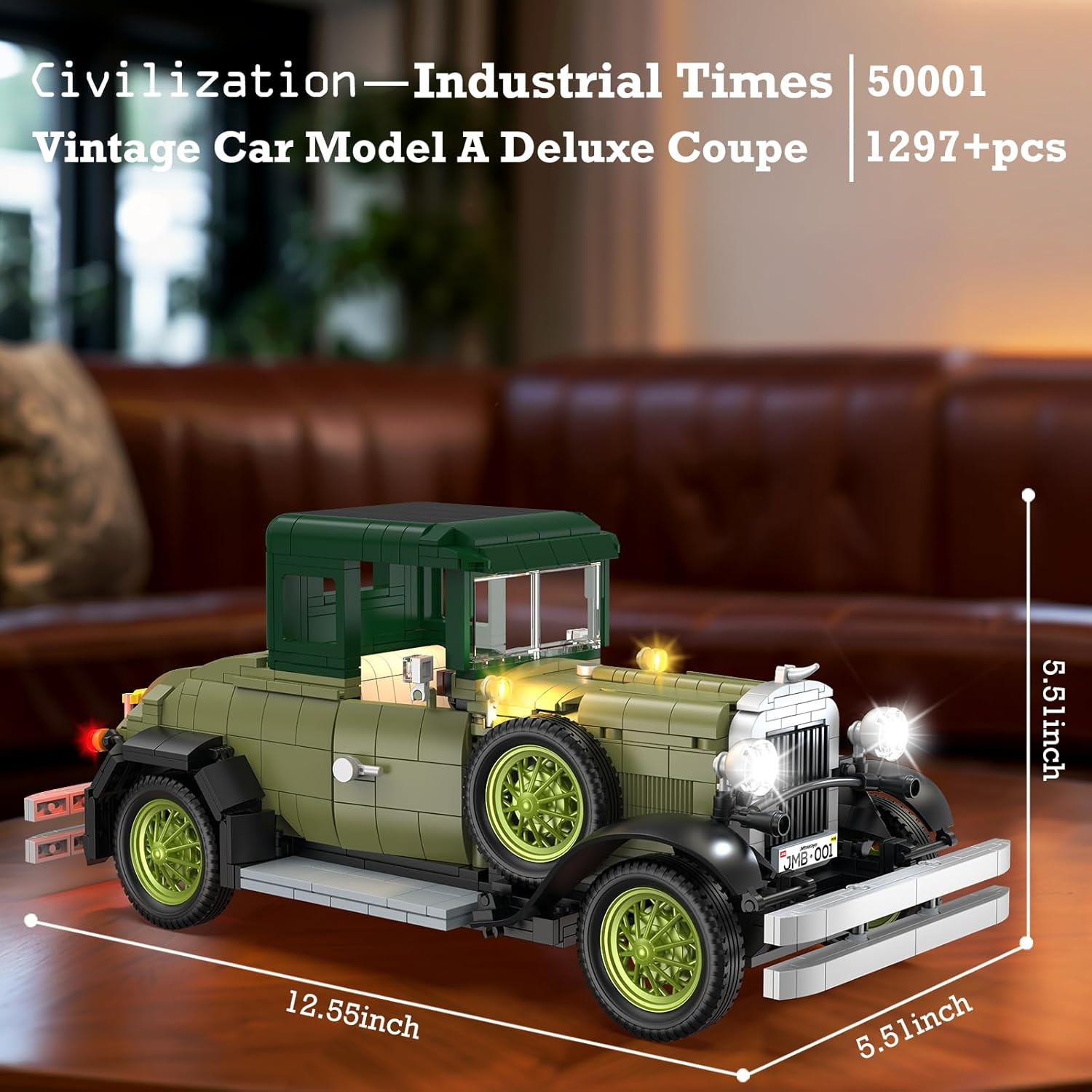 Vintage Cars Building Sets with Light for Adults, 50001 Classic Retro Convertibl