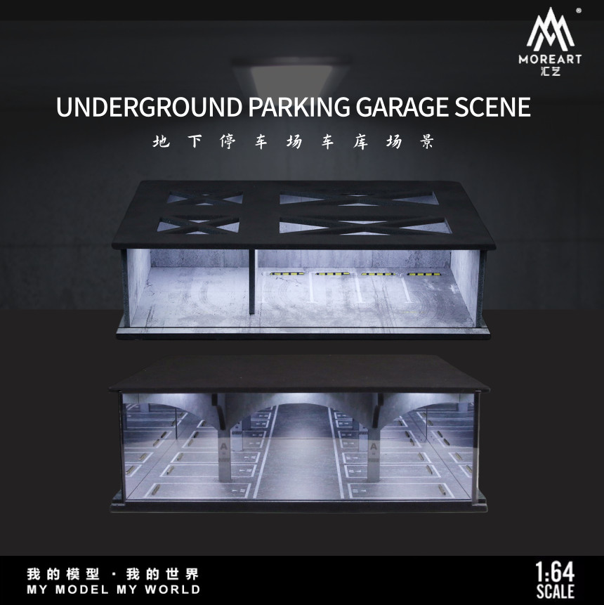 Diorama 1/64 Diecast Car Garage Model LED 2-Layer Parking Display Collections US