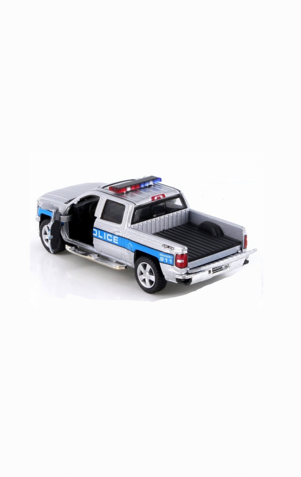 5381DPR BY Kinsmart 5″2014 Chevrolet Silverado. Police Pick-up 1:46 Silver Color