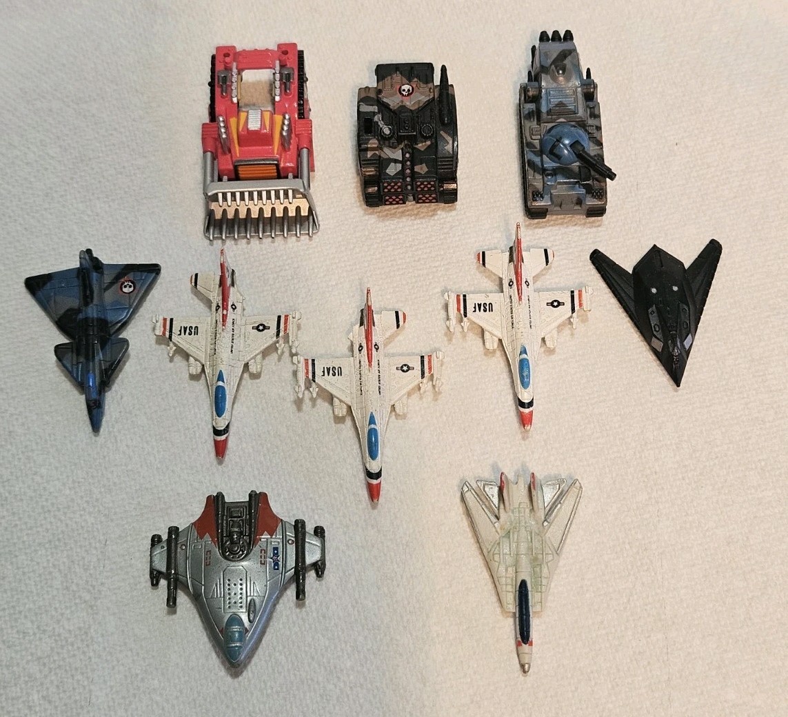Vintage Micro Machines Toy Aircraft & Tanks Lot of 10 1992 – 1993- 1996 Galoob