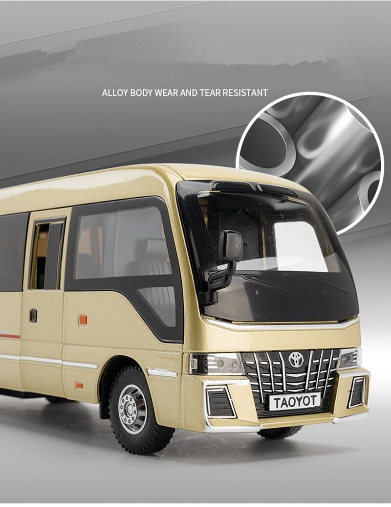 1:32 Alloy Coaster Bus Diecast Model – Sound & Light Toy Vehicle Gift