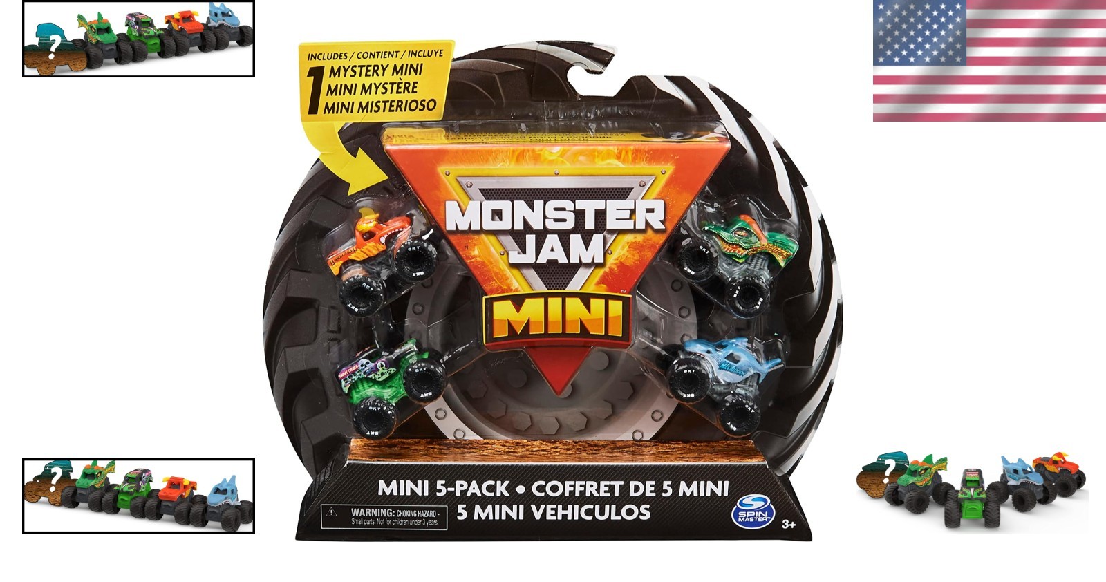 5 Pack Mini Collectible Monster Trucks with Mystery Truck – Epic Kid’s Play Set