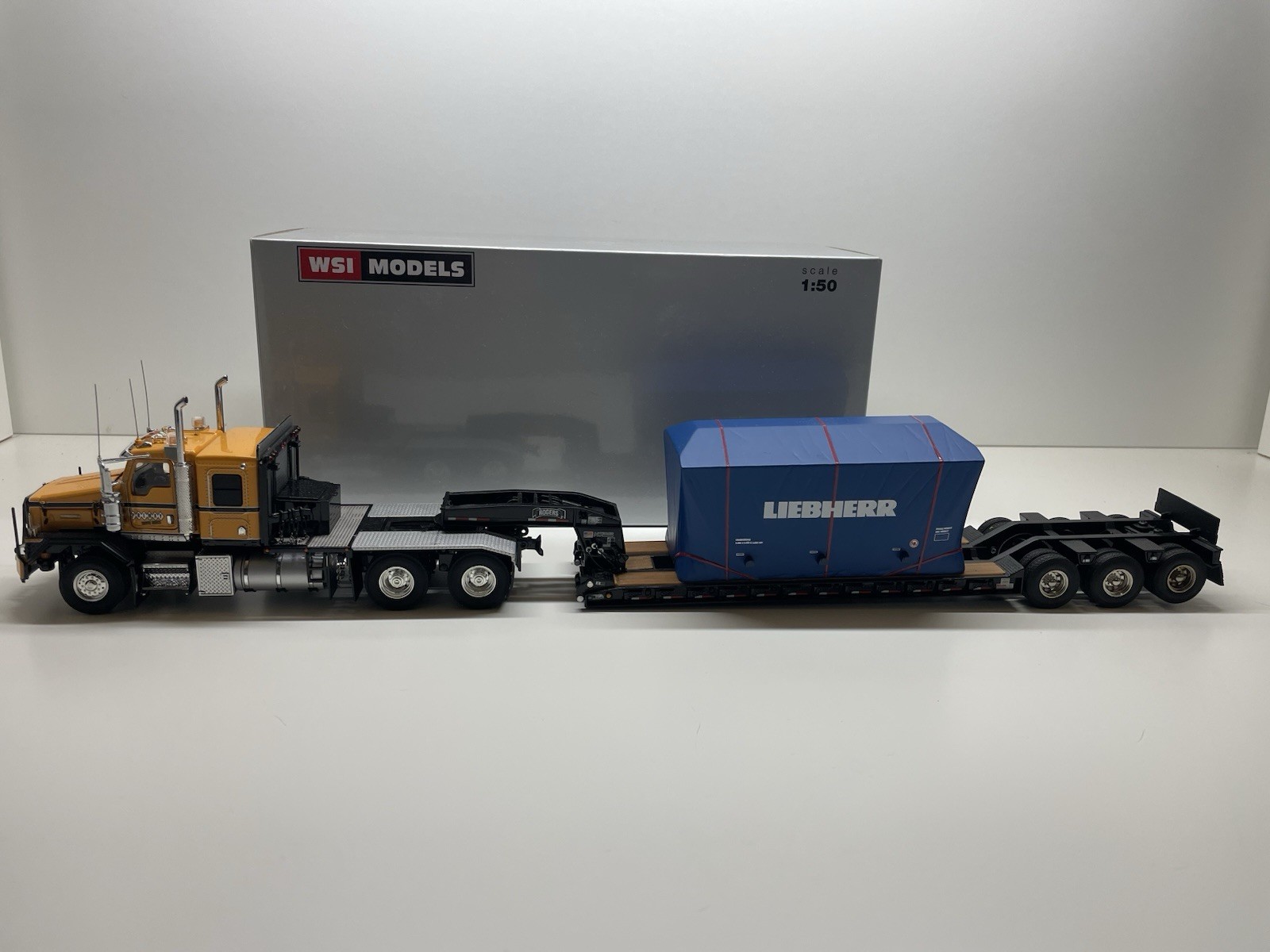 WSI 1/50 Kenworth C500 Premay W/ballest Box, Black Rodgers Low Boy, IMC Load