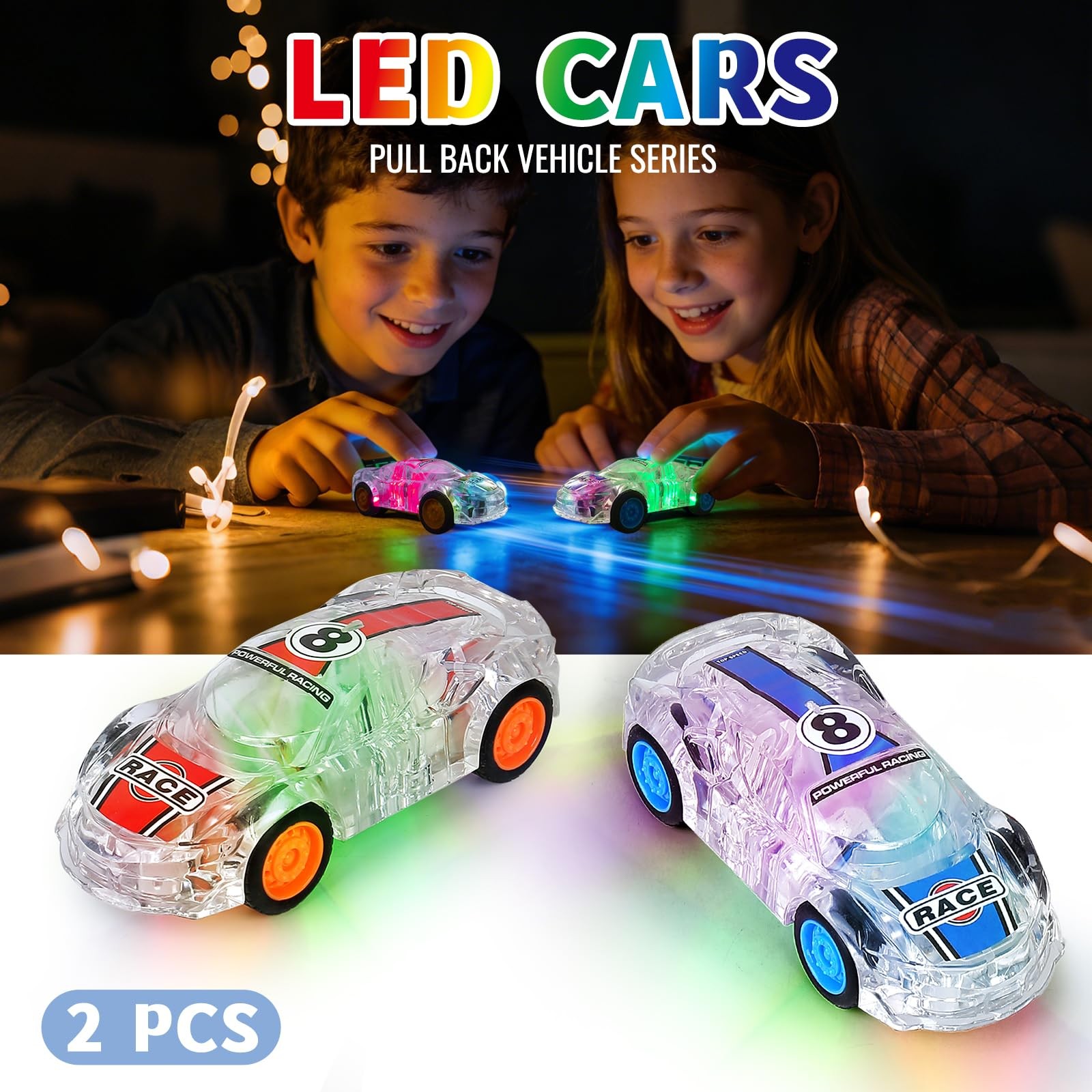 Race Cars Toys Light Up Toys Pull Back Cars Set 3 4 5 6 7 8 Years Party Gift