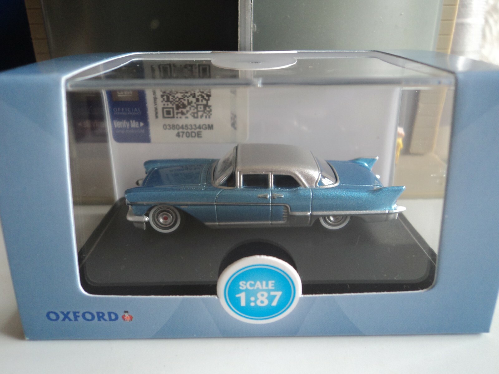 Oxford 1957 CADILLAC ELDORADO HARD TOP Blue 1/87 HO diecast car GM