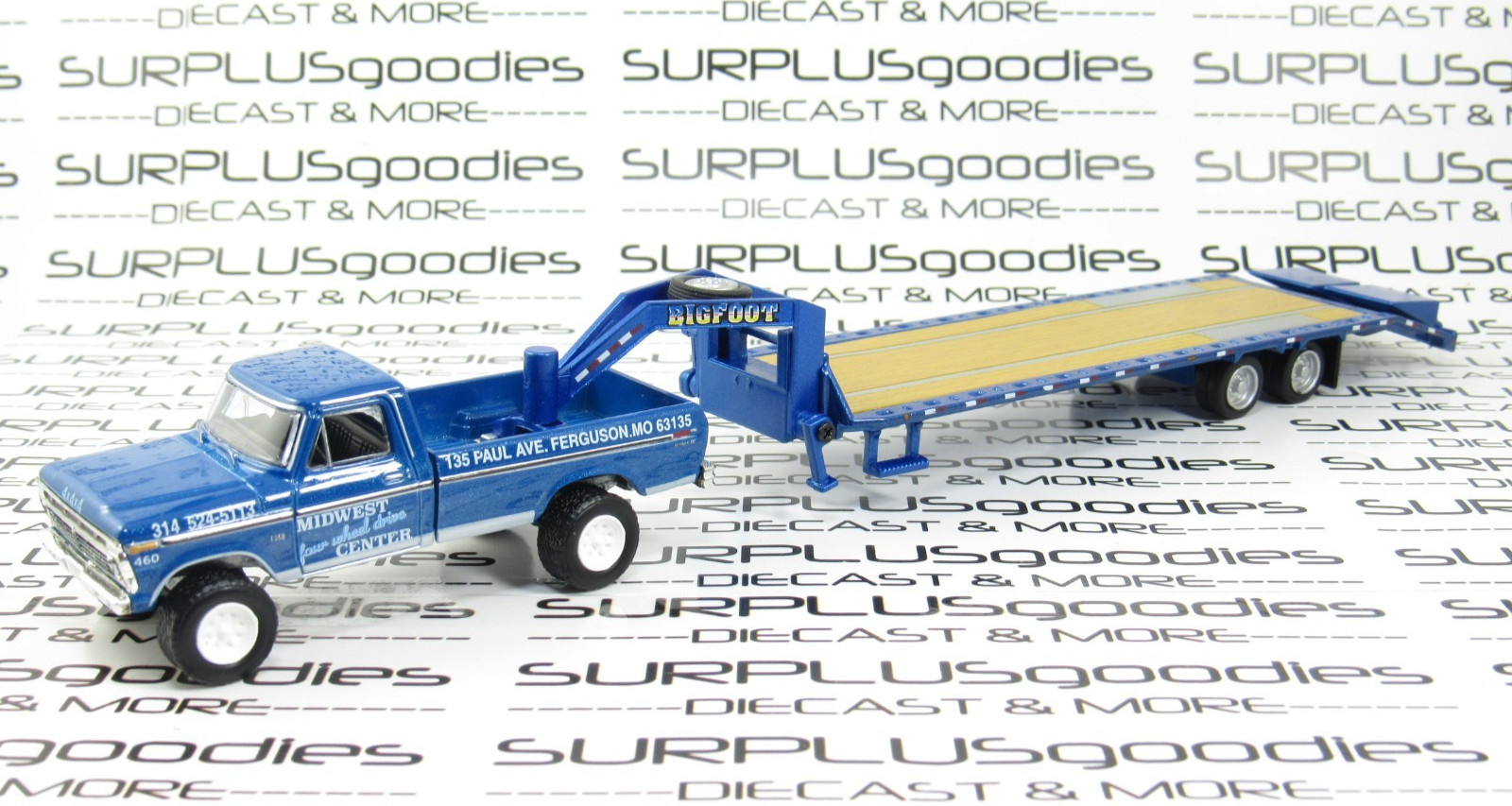 Greenlight 1:64 LOOSE 1974 FORD F-250 F250 Pickup w/BIGFOOT Gooseneck Trailer MW