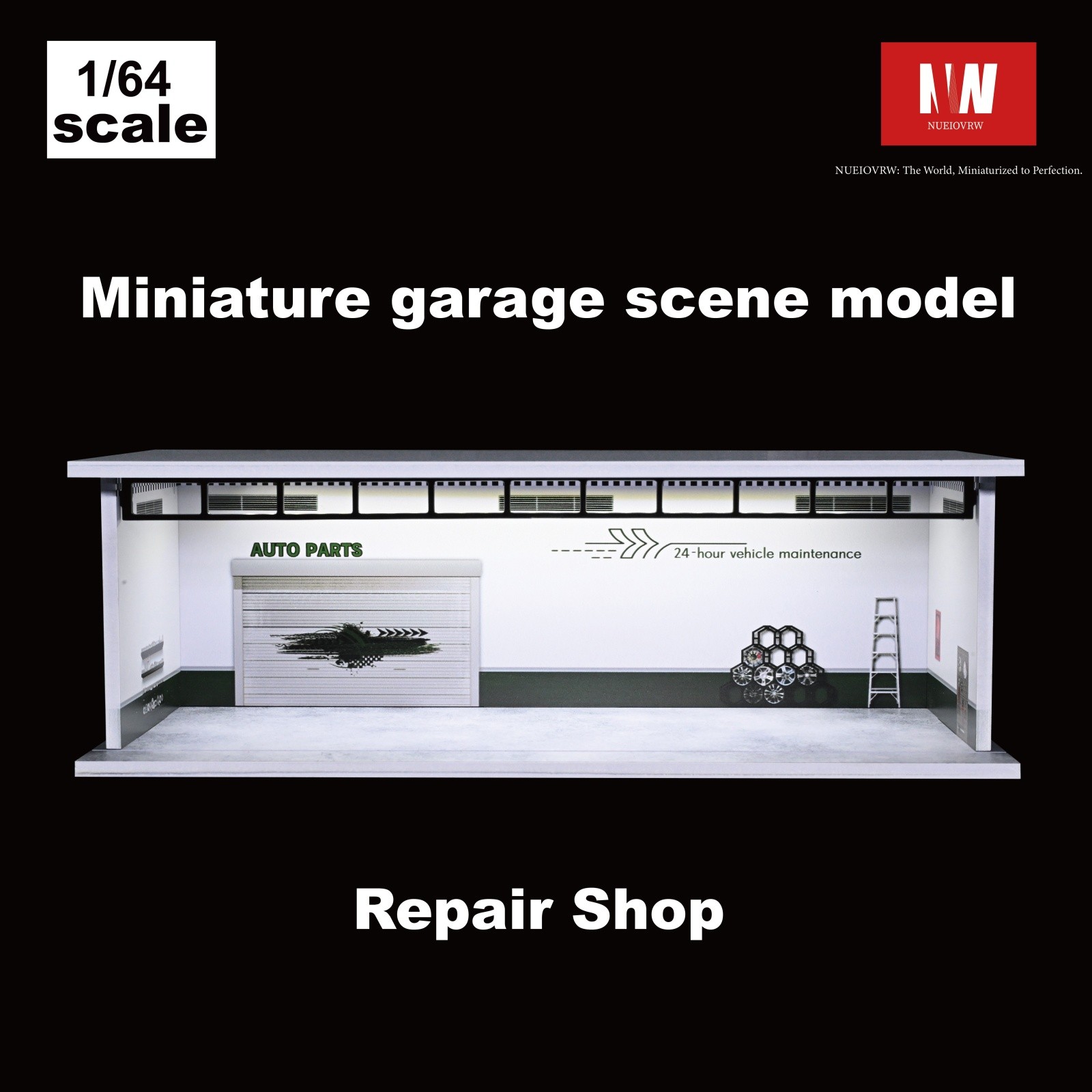 Diorama Diecast 1/64 Scale Garage Model City LED Street Buildings View Display