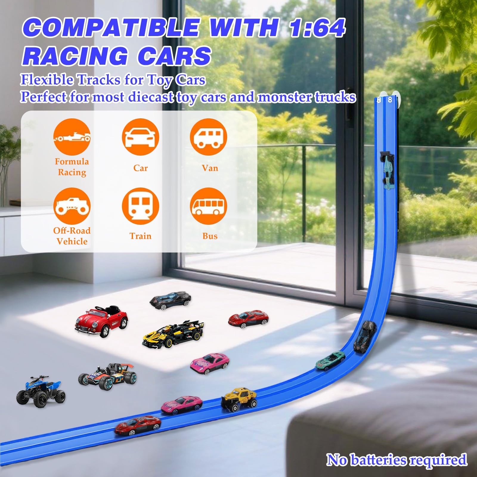 Flexible Car Track for : 15 Ft of Portable Roll-Up DIY Flexible Race Track wi…