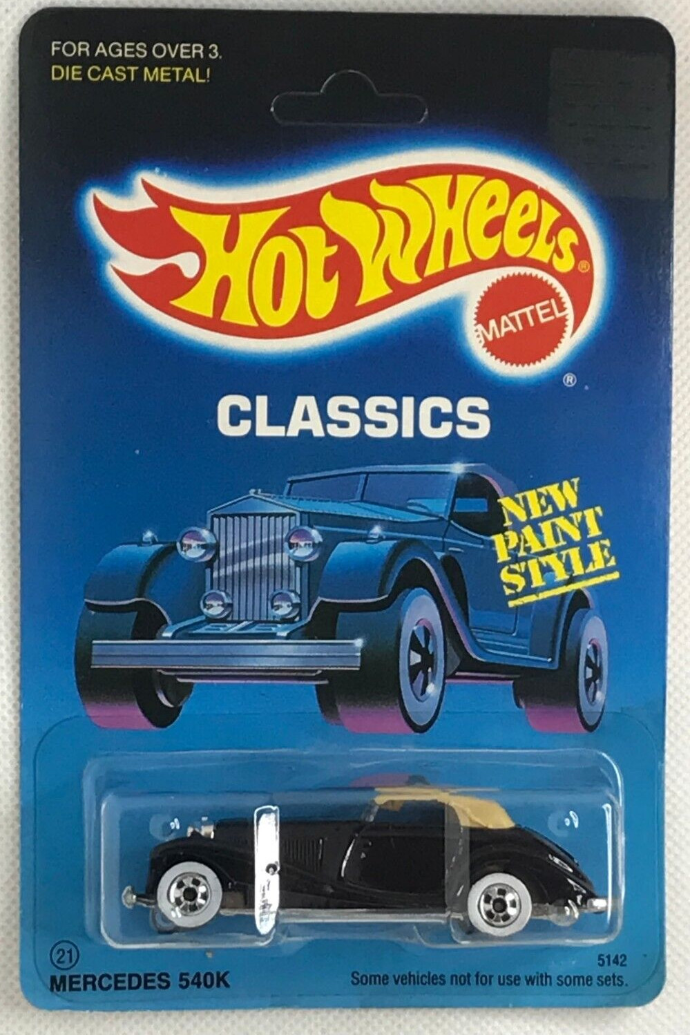 1988 Hot Wheels Classics Main Line Mercedes 540K WWBW Wheels Unpunched #21 #5142