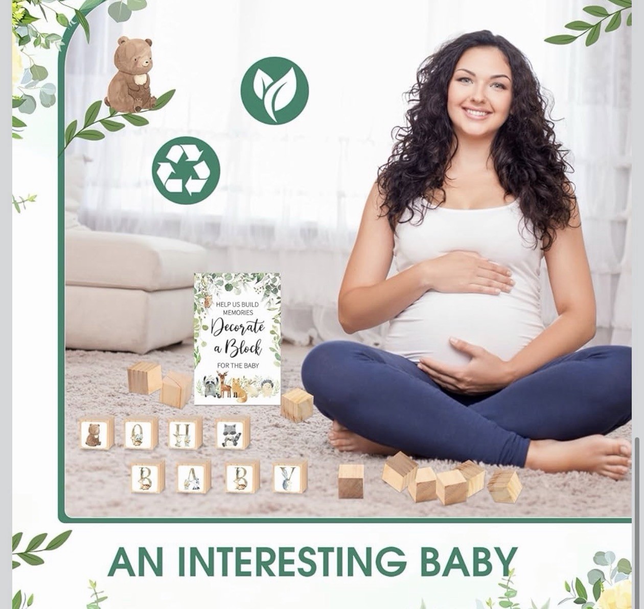 471 pcs Wooden Baby Blocks for Baby Shower Game Kit DIY Decorate a Block Sign